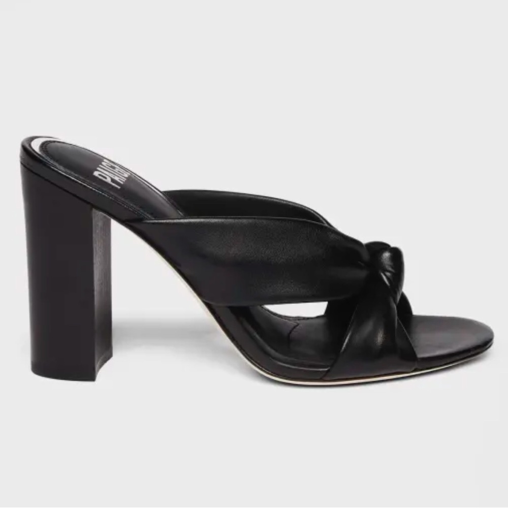 PAIGE Sabina Knotted Leather Mule Sandal Heels